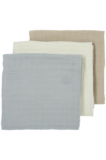 [538953] Meyco | Tetra Doek Pre-Washed Offwhite/Light Grey/Sand 70x70cm 3-pack