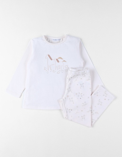 Noukies | Pyjama Lovely Horse T-Shirt Lange Mouw en Broek Wit