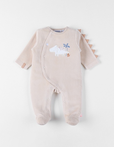 Noukies | Pyjama Funny Dino Velours Mouwversiering Beige 