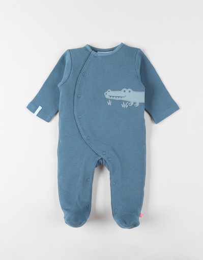 Noukies | Pyjama Little Croco Jersey Gewafeld Krokodil Blauw