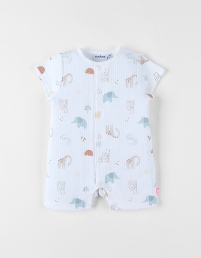 Noukies | Kruippak Crazy Safari Jersey All Over Safari Dieren Wit