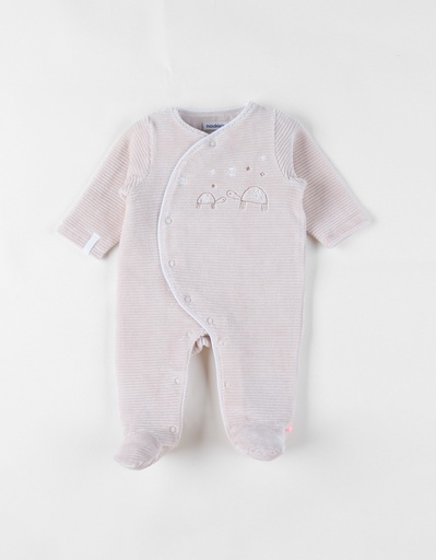 Noukies | Pyjama Newborn Velours Schildpad Geribbeld Beige