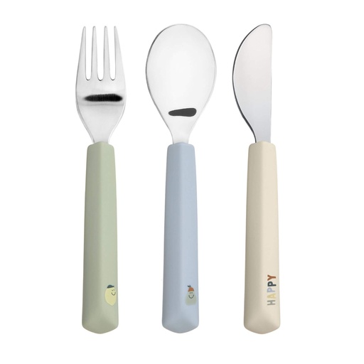 [539572] Laessig | Bestek Cutlery Happy Fruits Lemon Siliconen Lepel Vork Mes