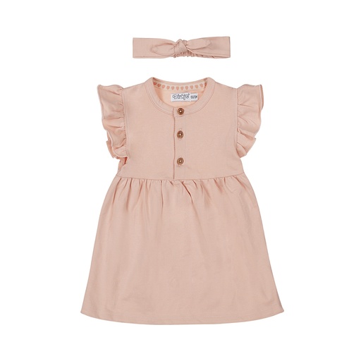 Dirkje | Jurk Girls Sweet Light coral + Haarband