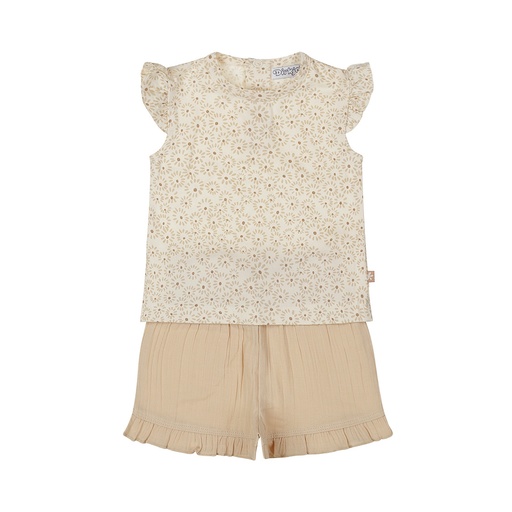 Dirkje | Outfit Girls Little Flowers Beige 2-delig