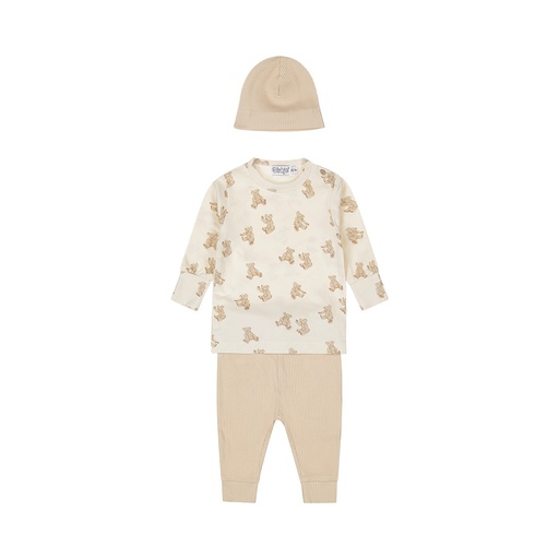 Dirkje | Outfit Boys Off white Aop Teddybeer 2-delig + Muts