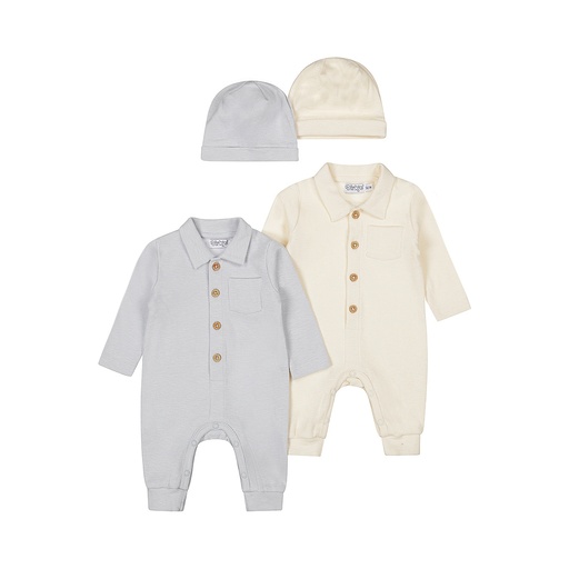 Dirkje | Kruippak Boys Ocean Life Light blue + Muts 2-pack