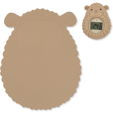 [461617] ANTISLIP BADMAT, badmat, Silicone bath mat & thermometer sheep, warm clay, ecru, + digitale badthermometer schaap