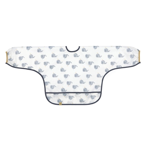 [349698] Laessig | Slabbetje Long Sleeve Bib Little Water Whale mt Mouwen en Kruimelvanger Waterdicht 31x70cm