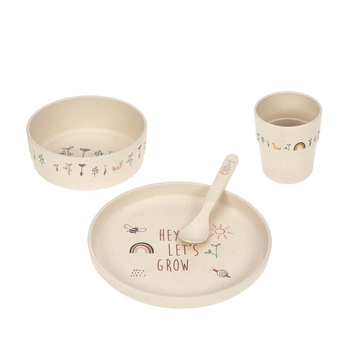 [403441] EETSET, Dish Set, Garden Explorer, PP/Cellulose, 4 delig: plat bord, kom, lepel, drinkbeker