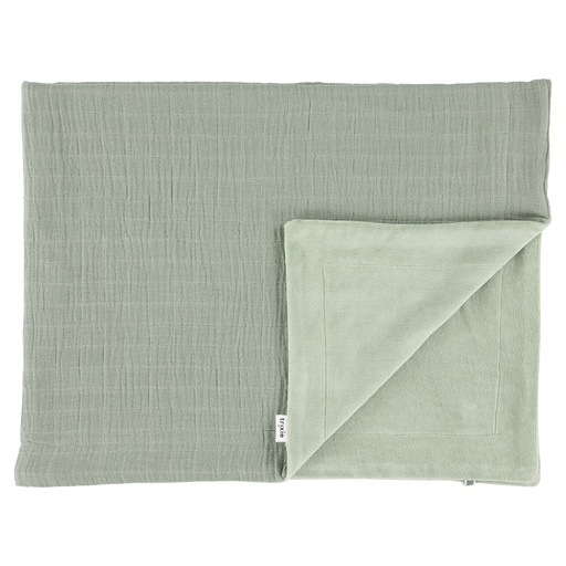 [373792] DEKEN, 75x100cm, Bliss olive, groen, uni/uni, tetra/teddy, bio katoen, voor wieg, (065), 2023-2024