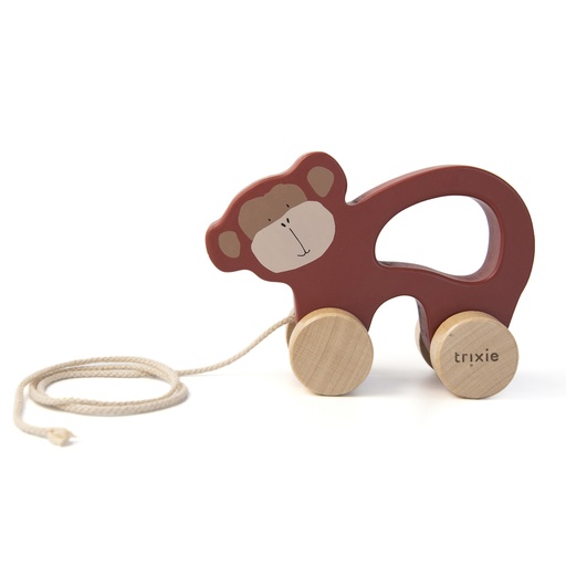 [413472] Trixie | Houten Trekspeeltje Mr. Monkey Bruin 10x15x6cm