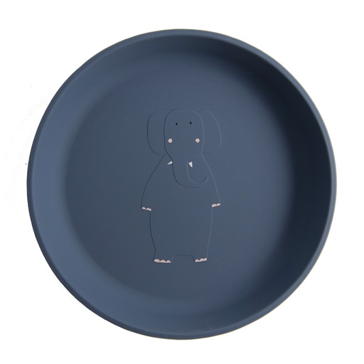 [439971] PLAT BORD, Plate, Mrs. Elephant, rond, blauw, olifant, siliconen, 1 stuk(s), bord, Mealtime, 2023-2024