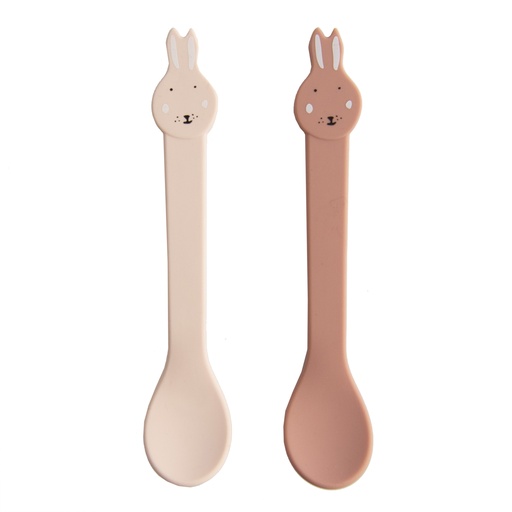 [440017] LEPEL, 2 delig, Spoon 2-pack, Mrs. Rabb Rabbit, roze, kop konijn, siliconen, bestek, Mealtime, 2023-2024