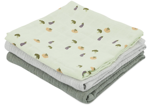 [450520] TETRA DOEK, 55x55cm, Friendly Vegetables, aop groenten/uni, 3 stuk(s) (075), 2023-2024