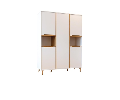 [475936] KAST, 5 deurs, Boho White, wit, 141x190x52cm, MDF/massief den, 2023