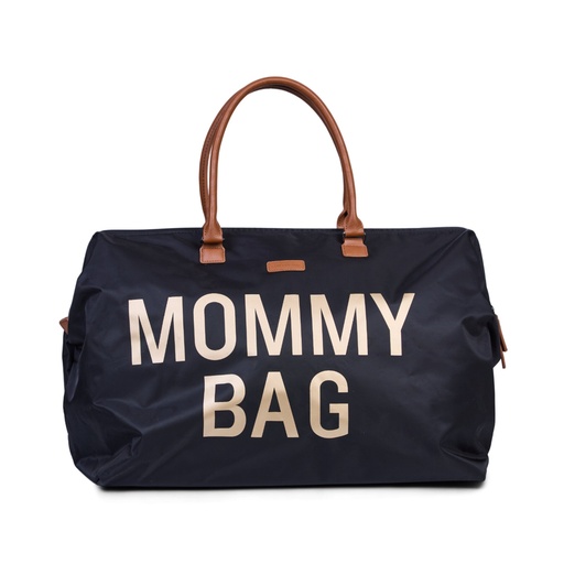 [353465] Childhome | Verzorgingstas Mommy Bag Nylon Black /gold +luiermat +schouderriem