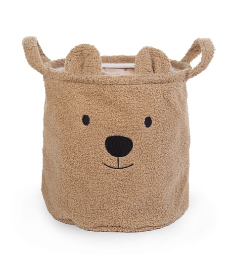 [401178] MAND, Teddy Beige, bruin, uni/broderie snuit beer, rond, teddy, H30 Dia30cm, met hoes, 1 stuk(s), opbergen