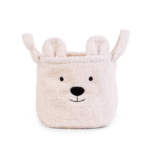 [423029] Childhome | MAND, Teddy Ecru, ecru, uni/broderie snuit beer, rond, teddy, H25 Dia20cm, met hoes, 1 stuk(s), opbergen