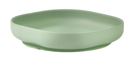 [455913] PLAT BORD, vierkant, sage green, groen, uni, silicone, met zuignap, 1 stuk(s), bord