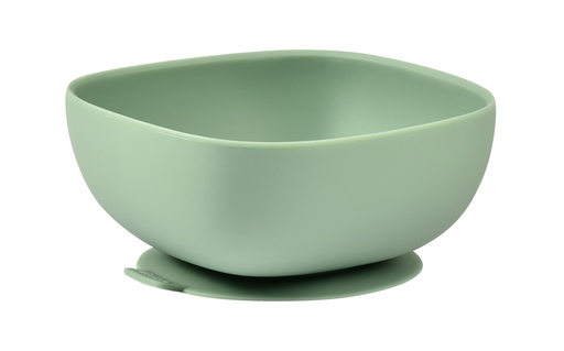 [455914] KOM, vierkant, sage green, groen, uni, silicone, met zuignap, 1 stuk(s), bord