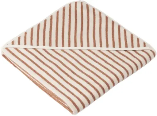 [450612] BADCAPE, Louie, Y/D Stripe, tuscany rose/creme de la creme, all over strepen print, badstof, 100x100cm, Drop 1 2023