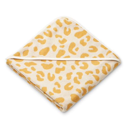 [450614] Liewood | Badcape Louie Leo Jojoba Geel Vlekprint Badstof 100x100cm