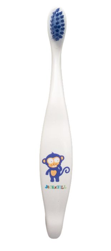 [388107] Jack n' Jill | Tandenborstel Monkey Wit/Blauw Bio Toothbrush 100% Afbreekbaar Materiaal