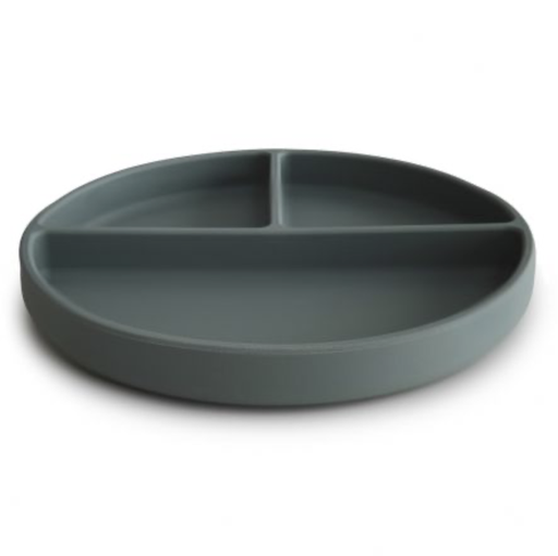 [409476] PLAT BORD, Plate, rond, dried thyme, groen, uni, silicone, met zuignap, vakkenverdeling, 1 stuk(s), bord