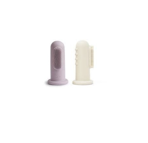 [443799] VINGER TANDENBORSTEL, soft lilac/ivory, paars/ecru, siliconen, 2 stuk(s), tandverzorging