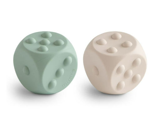 [466440] Mushie | Educatief Speelgoed Press Toy Dice Cambridge Blue/Shifting Sand