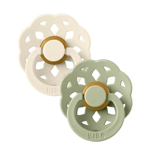 [434183] Bibs | Fopspeen Boheme Natuurlijk Rubber Ortho/Physio Ivory/Sage T1 0-6m 2-Pack