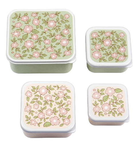 [466762] BEWAARPOTJE, Bloesems, Lunch & Snack Box, PP/kunststof, 1x B9xL9cm/1x B10.5x L10.5cm/1x B12xL12cm//1x B15.8xL14cm