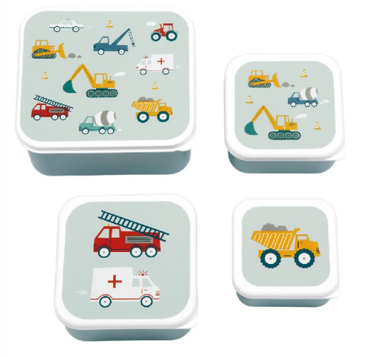 [471360] BEWAARPOTJE, Voertuigen, Lunch & Snack Box, PP/kunststof, 1x B9xL9cm/B10.5x L10.5cm/1x B12xL12cm/1x B15.8xL14cm