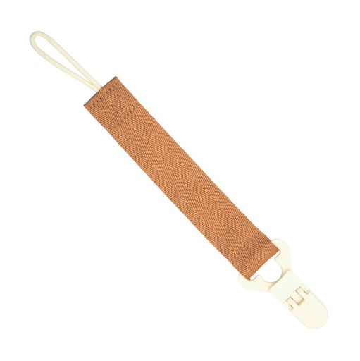 [456767] FOPSPEENKETTING, caramel, uni, lint polyester met clip in kunststof, koord, L: 23 cm, vr fopspeen met ring, 2023