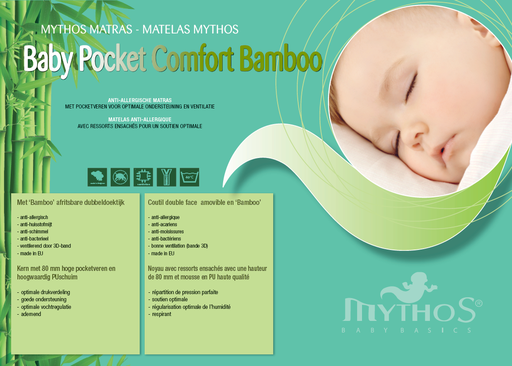 [295589] MYTHOS | Matras Baby Pocket Comfort Bamboo babybed 60x120cm