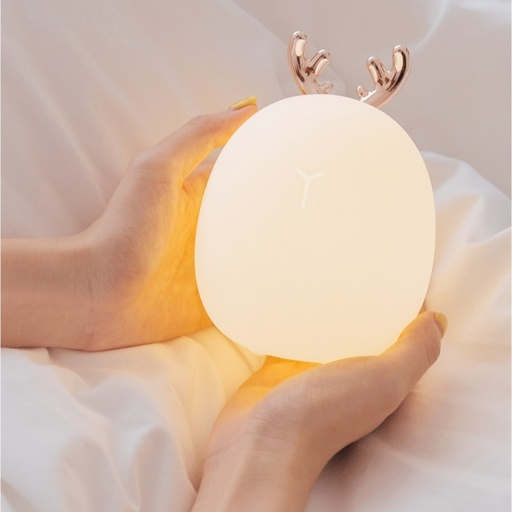 [366893] DRAADLOZE NACHTLAMP, wit, Deer, figuur, hert, 14cm, LED lampje, oplaadbaar via USB