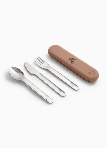 [470669] Citron | Bestek Lepel/Vork/Mes Blush Pink Cutlery with Silicon Case Zilver/Roze 3-pack