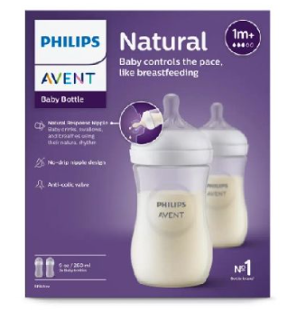 [463491] BREEDHALSFLES, PP, NR, 260 ml, Duo, uni, Natural Response, transparant, siliconen speen, 1m+, 2 stuk(s), fles, 2023