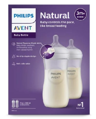 [463497] BREEDHALSFLES, PP, NR, 330 ml, Duo, uni, Natural Response, transparant, siliconen speen, 3m+, 2 stuk(s), fles, 2023